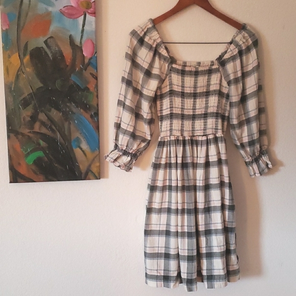 Madewell Lucie Puff Elbow Sleeve Smocked Mini Dress Size XS - Picture 13 of 14